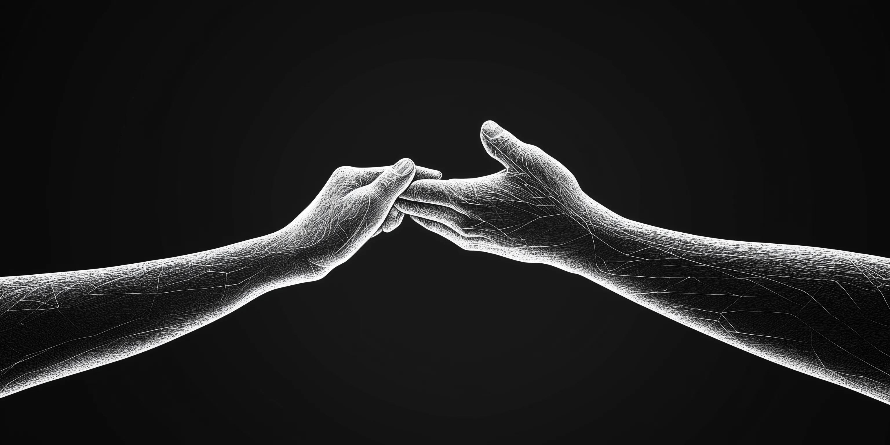 Two hands reaching toward each other